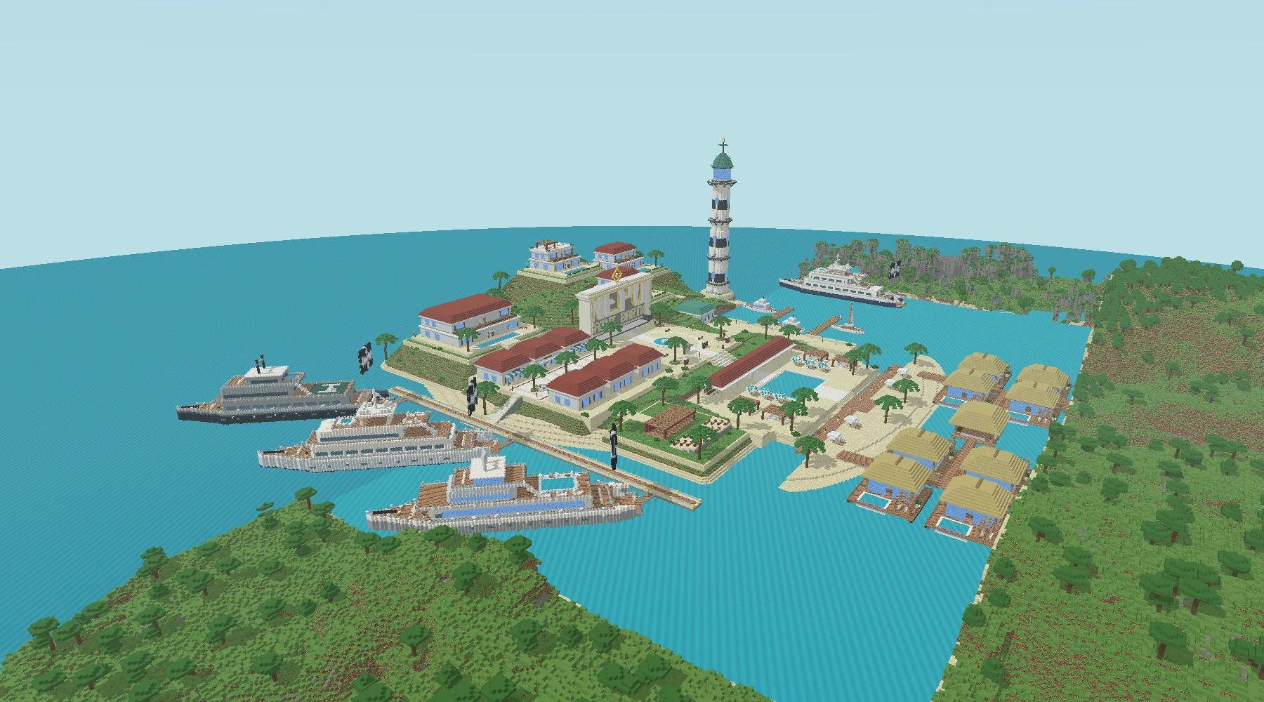 Block-model render of the west Monaco-style yacht marina and new lighthouse